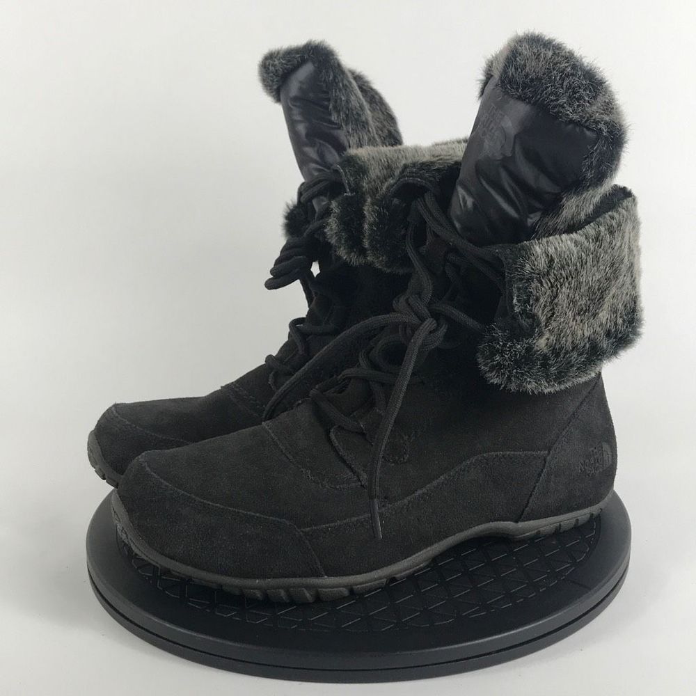 The North Face Nuptse Purna II Black Suede Winter Boots Women’s Size 9.5 - Picture 9 of 11